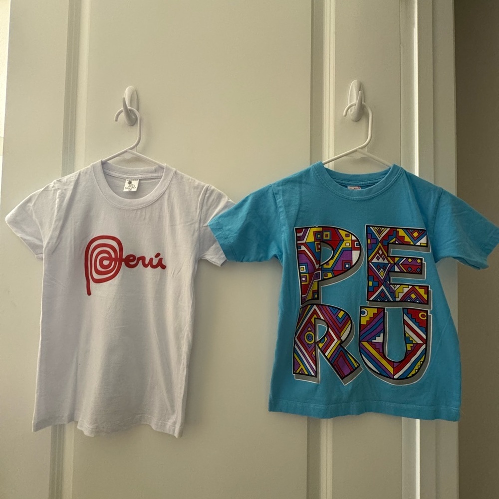 Set of two Kids/Girls White and Blue Peru Kids T-Shirt Set